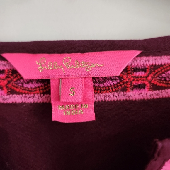 Lilly Pulitzer Coretta Tunic Top Size S Cherry Ganache Embroidered - Picture 3 of 9